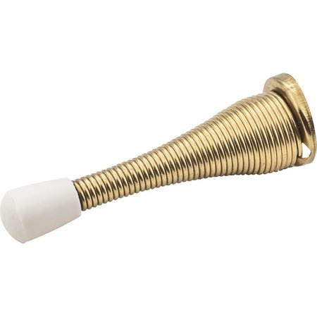 HARDWARE RESOURCES 3" Spring Door Stop with Rubber Tip - Polished Brass DS04-PB
